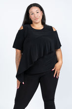 Load image into Gallery viewer, Black LABB Clothing | BL62-99 Black Cold Shoulder Short Sleeve Top
