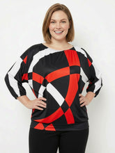 Load image into Gallery viewer, Black LABB Clothing | BL66-202 Red Geo Banded Top
