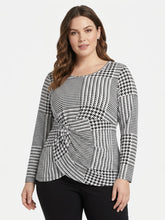 Load image into Gallery viewer, Black LABB Clothing | BL83-204Y Houndstooth Side Knotted Top
