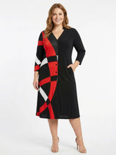 Load image into Gallery viewer, Black LABB Clothing | BL63-202 Red Geo Duster/Dress
