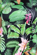 Load image into Gallery viewer, Black LABB Clothing | BL55-112 Tropical Fern Short Sleeve Peplum Top
