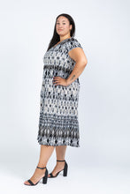 Load image into Gallery viewer, Black LABB Clothing | BL58-111 3 Tier Aztec Short Sleeve Dress
