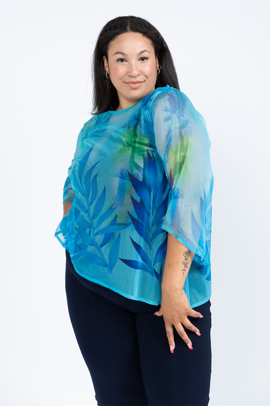 Black LABB Clothing | BL18-108 Ocean Oasis Asymmetric Mesh Top