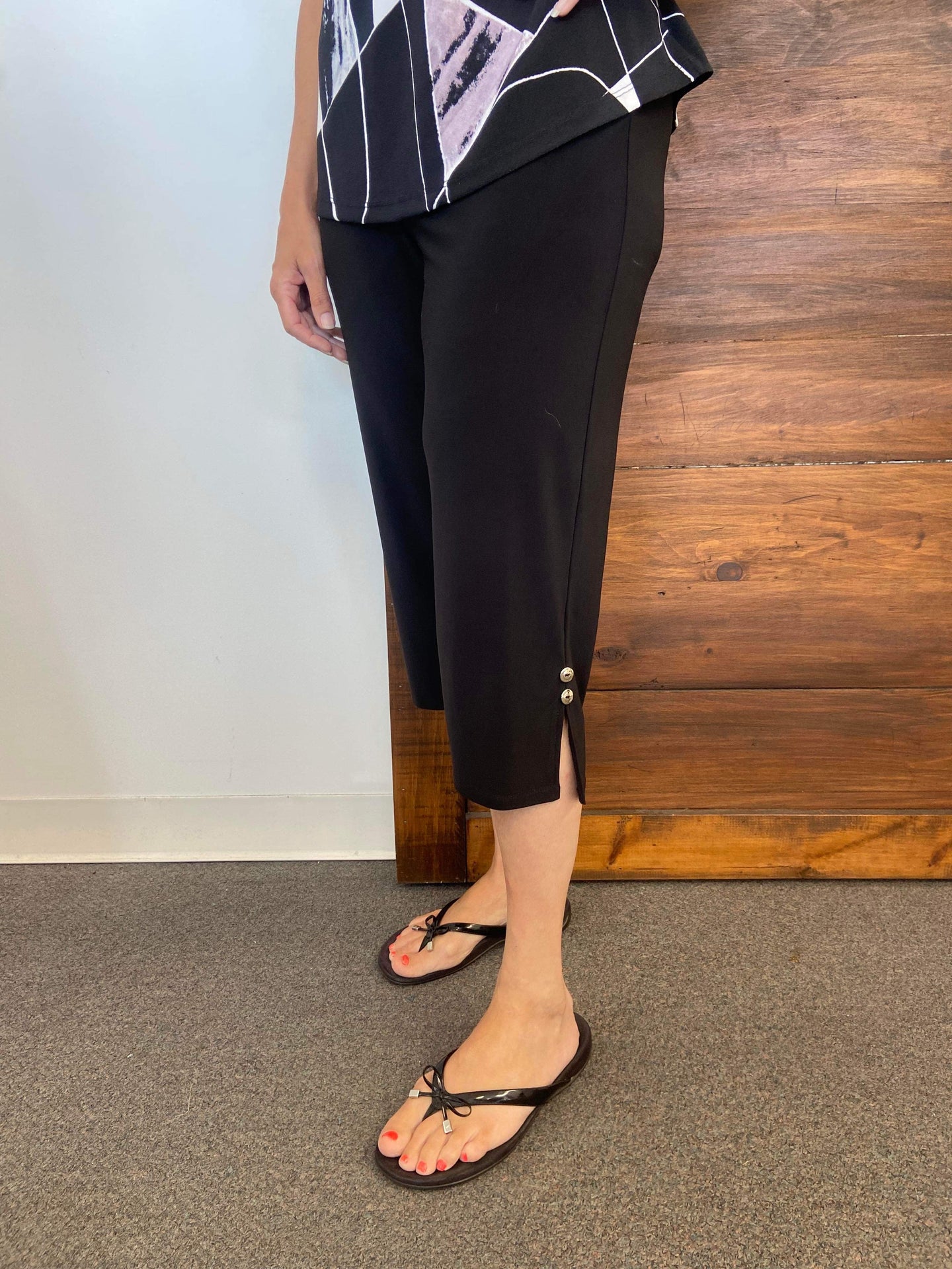 Black LABB | Perfect Black Capri with Button Detail