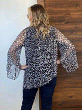 Load image into Gallery viewer, Black LABB | Animal Print Mesh Asymmetric Top
